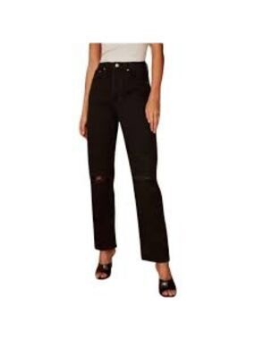Denim Forum The Joni High Rise Loose  Black Jeans 32 L Size 24